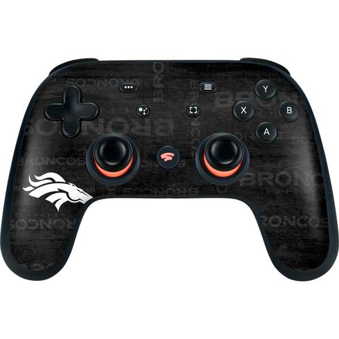 NFL Denver Broncos Black & White Google Stadia Controller Skin